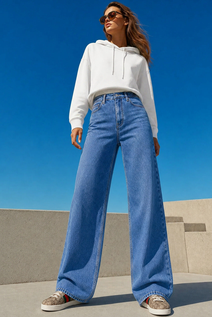 BellaClue Sofia Jean — Mid Indigo, pose